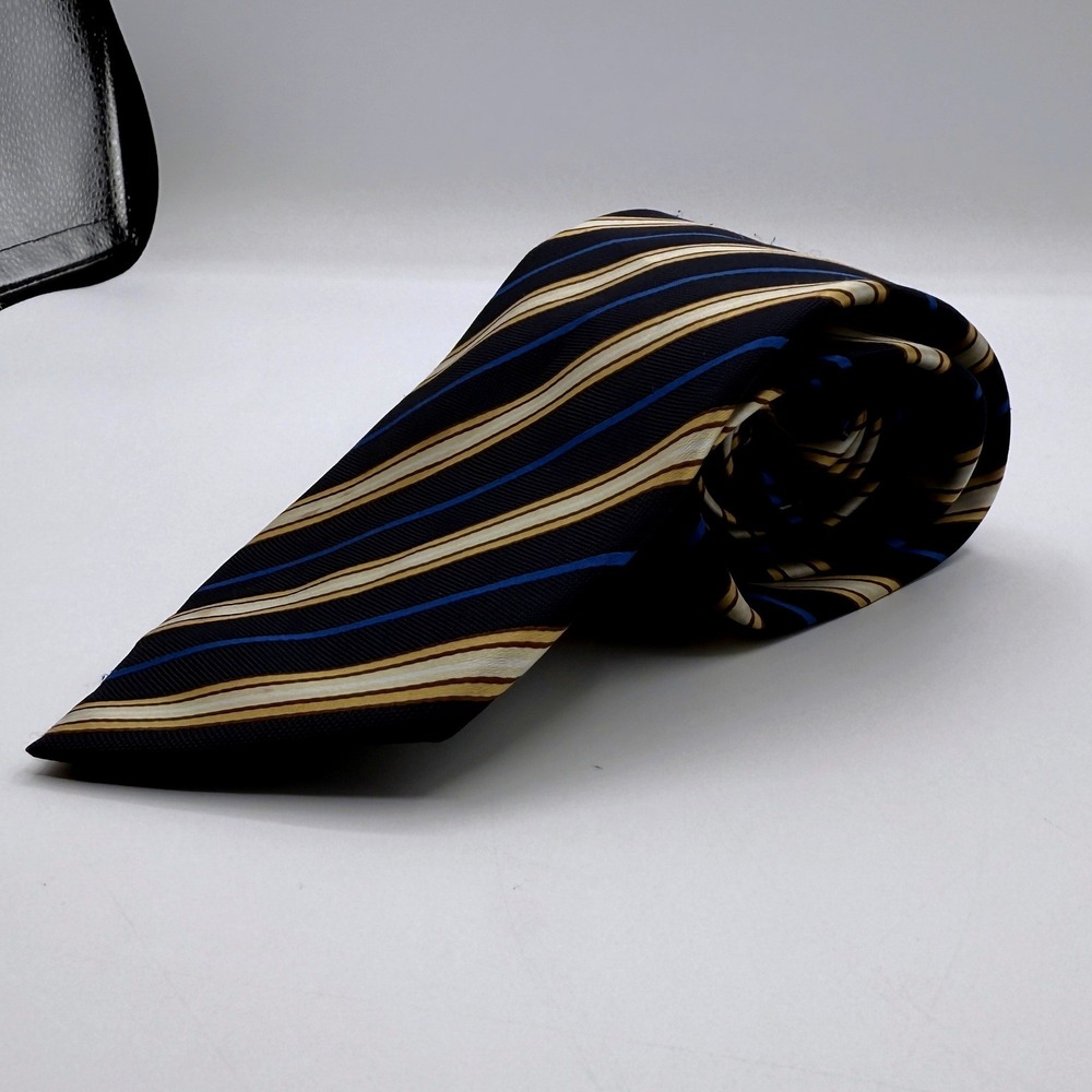 Covington Mens Striped Necktie Polyester Formal‎ Business Blue Gold